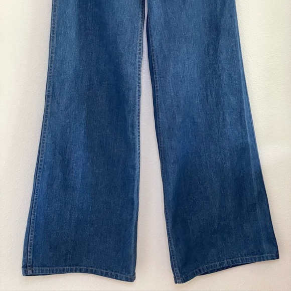 Vintage 70s Daddy’s Money Jeans Lace Up Side High Waist Wide Leg Flare Juniors 7 - Picture 4 of 10